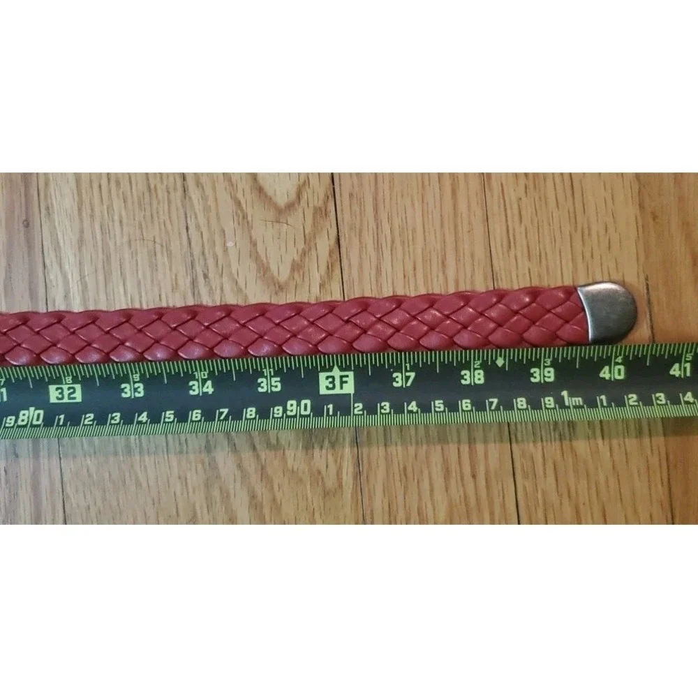 Vintage Ginnie Johansen Designs Dallas TX‎ Braided Red Leather Waist Belt Sz S/M